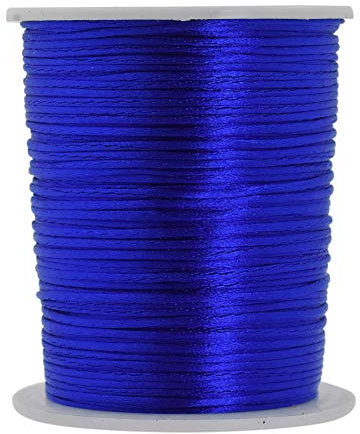 Mandala Crafts Cordon en satin et nylon de 1 mm – 91,4 m – Cordon en soie pour nœuds chinois – Pour fabrication de bracelets, colliers, bijoux – Garniture macramé – Bleu