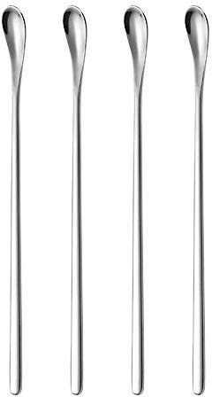Delove Stainless Steel Coffee Stirring Spoon Beverage Cocktail Stirrers Stir Cocktail Drink Mixing Swizzle Stick- Tiny Salt Condiment Spoon - Reusable - Set of 4 (7.6-Inch)