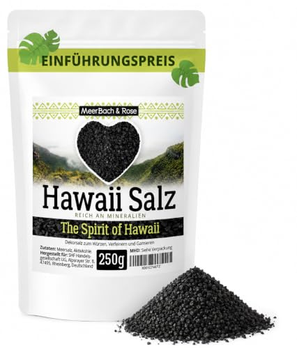 Hawaiisalz schwarz 250g MEERSALZ mit Aktivkohle | von der hawaiischen Vulkaninsel Molokai, Dekorsalz. MEERBACH & ROSE – Qualität aus Deutschland