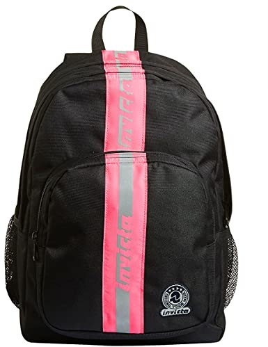Invicta Zaino Scuola Strong, Doppio Scomparto con Tasca Porta PC, Tasca Porta Borraccia, Tasca con Organizer, Maxi Capiente, Unisex-Bambini e Ragazzi, Nero/Fucsia, 38lt