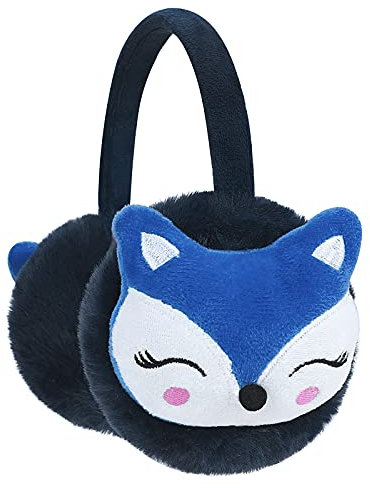 FakeFace Ohrenwärmer für Damen Mädchen Verstellbar Warme Ohrenschützer Plüsch Ohrwärmer Ear Muffs Winterzubehör Outdoor Ohrenmuscheln für Frauen (Dunkelblau-Fuchs)
