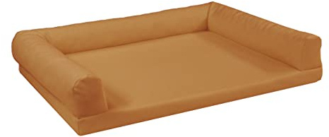 Juelle Orthopädisches Hundebett aus Kunstleder Sofa mit Matratze für große Hunde, Abnehmbarer Bezug, Waschmaschine, Lord L-XXL (100x75cm, Sonnige Beige)