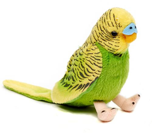 Uni-Toys - Wellensittich ohne Stimme (grün) - 12 cm (Höhe) - Plüsch-Vogel - Plüschtier, Kuscheltier