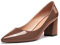 Zamikoo Damen Pumps mit Absatz, Elegant Pumps mit Blockabsatz Damen Schuhe 6.5CM Lack Braun EU42
