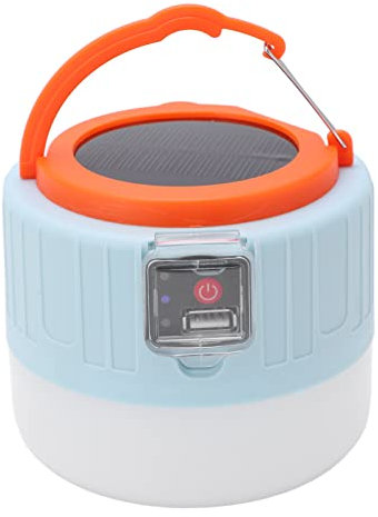 Raguso LED Camping Lantern ,Solar LED Camping Light PC Lampshade 3 Modes USB Rechargeable Universal Drawbar for Emergency(Orange Blue)
