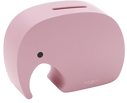 Georg Jensen Miniphant Kinder Elefantenförmige Spardose in Erdbeerrotrot - Edelstahl Bargeldaufbewahrungsbehälter - Entworfen von Jørgen Møller