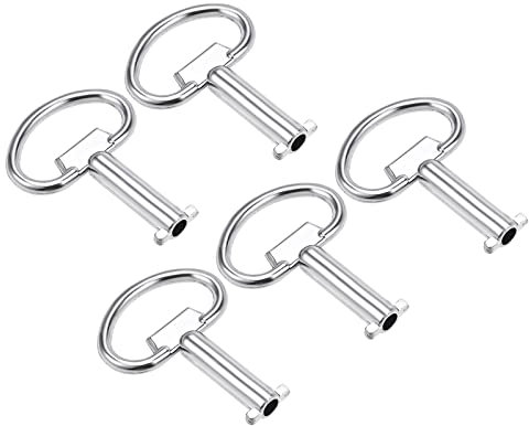 QUARKZMAN 5.5mm Loch Durchm elektrischer Kabinettschlüssel x 5 STK. Zinklegierung Wasserzähler Kasten Schalter Sicherheitsschlüssel für Dreieckig Platte Schloss, Silber