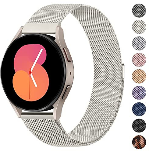 Oumida 20mm Samsung Armband für Samsung Galaxy Watch 7 FE 6 5 4 40mm 44mm / Watch 6 4 Classic 43mm 47mm 46mm 42mm / 5 Pro 45mm Armbänder Damen Herren, Edelstahl Metall Ersatzarmband mit Magneten