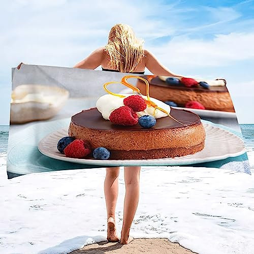 AALAYA Torte Mikrofaser Strandtuch groß 200x200 cm 3D Nachspeise Strandhandtuch Super Saugfähiges Schnelltrocknend Sandfreies Strandtücher für Schwimmen Yoga Reise