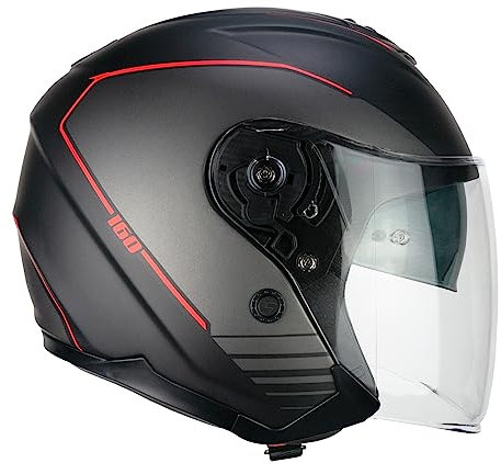 CGM Casco open face, 160G JAD RIDE Nero Rosso opaco, M (57-58cm)