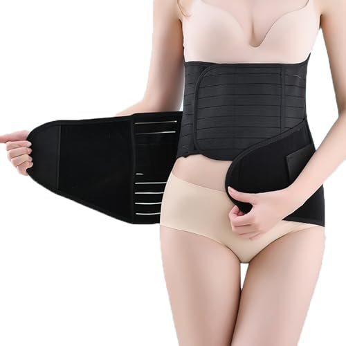 ISMOL 3 in 1 Postpartum Gürtel für Damen, Postnatal Bauchgurt nach Geburt, Bauchgurt nach Geburt Kaiserschnitt,Rückbildungsgürtel nach Geburt (Schwarz, M)