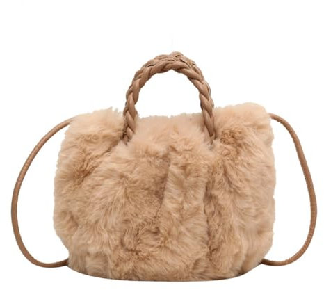 Fiorky Flauschige Umhängetasche for Damen, pelzige Schulter-Hobo-Tasche, weiche, flauschige, plissierte Tragetasche, Kunstfell-Tasche, stilvolle Handtasche for Mädchen