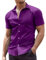 COOFANDY Mens Short Sleeved Summer Shirts Stretch Dress Shirts Muscle Fit Formal Shirt Non Iron Work Shirt Business Casual Tops Purple L