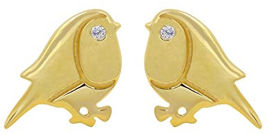 Ohrstecker Rotkehlchen Vogel Ohrstecker Solide Silber Ohrringe Diamant Ohrstecker Vogel Ohrstecker für Frauen Mädchen Geschenke für Sie, Edelstein aus Sterlingsilber, Labordiamanten