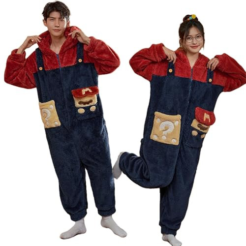 HULG Pyjama Combinaison Femme,Costume d'halloween Femme,Pyjama Combinaison Polaire,Pyjama d'hiver en Flanelle,Doux Et Chaud,Idéal Costume De Carnaval (Men's,XL)
