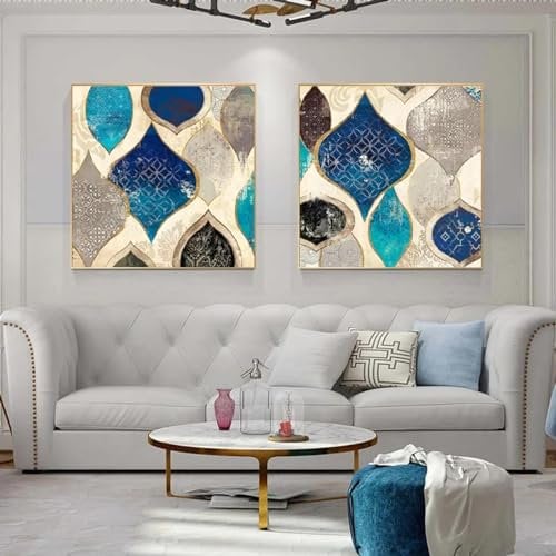 YAJNILUCK Drip Drop Leinwandgemälde, abstrakte Drucke und Poster, Wandbilder für Wohnzimmer, moderne nordische Kunst, Cuadros, Heimdekoration, 60 x 60 cm, 2 Stück, mit Rahmen
