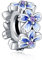 Rimgoris 925 Sterling Silber Charm für Damen Armbänder Halskette Blauer Stiefmütterchen-Blumenabstandshalter Charm Armband für Damen