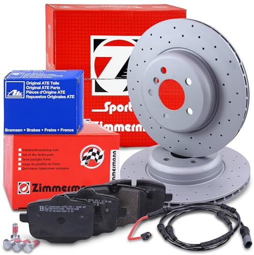 ZIMMERMANN Bremsenset Hinterachse inkl. Sport Bremsscheiben Coat Z hinten Ø 345 mm innenbelüftet und Bremsbeläge hinten mit Verschleißkontakt Kompatibel mit BMW 5er Touring (F11)