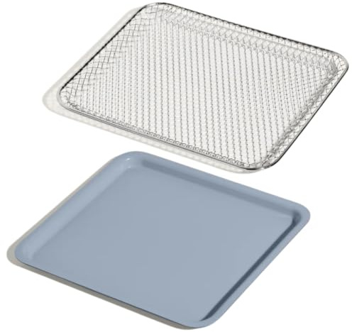 Our Place Wonder Oven Accessories Bundle - Extra Air Fryer Basket & Nonstick Ceramic-Coated Bake Pan | Oven Safe, Eco-Friendly | Blue Salt