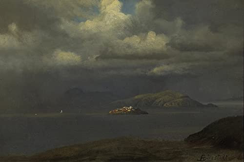 PTLYE Painting Reproduktion Modern Wandbild Poster Wandbilder Alcatraz San Francisco Bay Von Albert Bierstadt für Zuhause 60x90cm