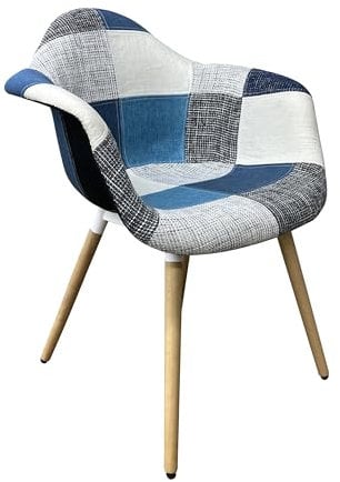 Mevsim Store Esszimmerstuhl Blau mit Armlehnen - Beine aus Buchenholz Bequemer - Ergonomischer Wohnzimmer Freizeit Büro Küchenstuhl