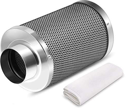 Nagoyuki 4-Luftkohlefilter Zur Geruchskontrolle, Umkehrbarer Flansch, Vorfilter im Lieferumfang Enthalten, Geruchswäscher-Zubehör für Grow-Zelträume