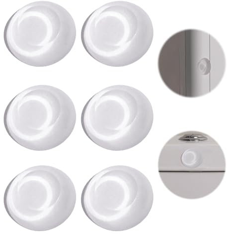 6Pcs Wall Door Handle Stopper, Silicone Transparent Round Wall Protector, Self-Adhesive Door Stops Door Handle Bumper Pads for Wall, Fridge, Cabinets