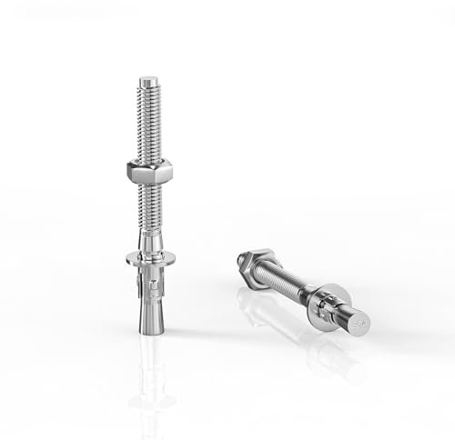 ORTAVA 10 tasselli per carichi pesanti M8 x 80 mm, ancoraggi per bulloni M8, in acciaio inox A2 V2A, con rondelle e dadi, per macchine, ringhiere