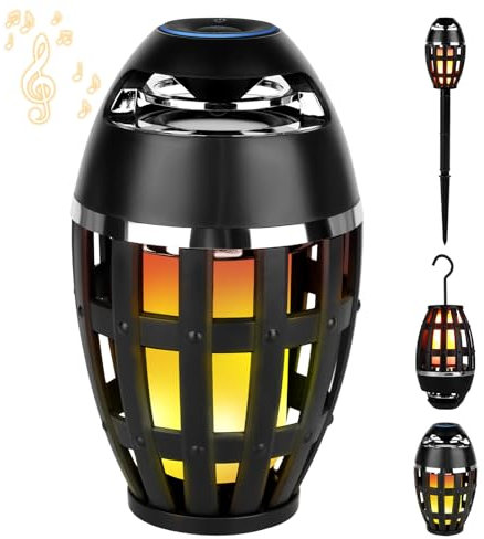 Wowlela Bluetooth Speaker with Flame Effect, Portable Bluetooth Speaker, Outdoor Wireless Waterproof Bluetooth Speaker with Light, for Patio, Garden, Gifts for Men, Women