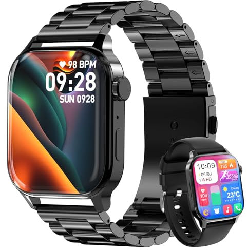 Homailida Smartwatch Uomo Donna con 2 Cinturini, 1.85 Orologio Digitale con Rispondi/Effettua Chiamate, 100+ Modalità Sportive Fitness Tracker con Monitoraggio del Sonno/Contapassi per IOS/Android