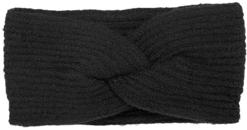styleBREAKER Damen Strick Stirnband mit Twist Knoten und Rippenmuster einfarbig, warmes Winter Haarband, Headband 04026072, Farbe:Schwarz