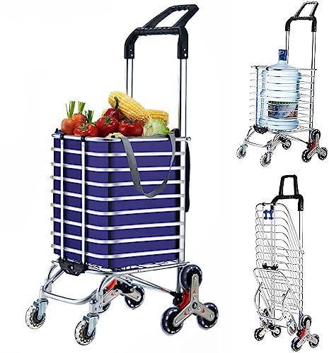 QZQJUILU Robuster Treppensteiger-Trolly mit 8 Rädern, faltbarem Design und 51 kg Tragkraft, Mehrzweck-Transportkarre für Lagereinkäufe und mehr