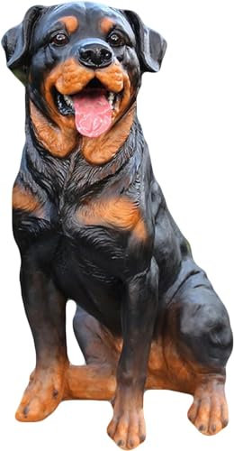 WACEH Ornaments Garten-Hundestatue, realistische Rottweiler-Figuren, Starke Hunde-Gedenkdekoration, wasserfeste Tierskulptur aus Kunstharz für den Außenbereich Statues