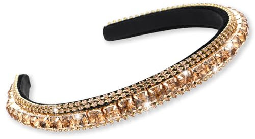 Ymapinc Cute Haarreifen Damen Glitzer Haarreif Gold Elastizität Haarreifen mit Rhinestones Elastisch Haarreif-Anti Haarziehen mit Weichem Futter-für Frauen Mädchen Party Hochzeit Deko