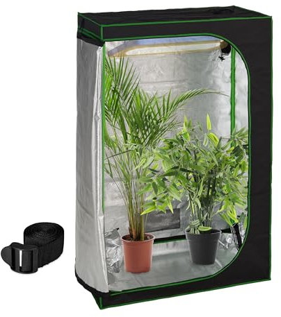 Relaxdays Armario Cultivo Indoor, Carpa Invernadero Interior, Plantas y Hierbas, Opaco, 180 x 120 x 60 cm, Negro y Verde, Acero, Plástico, Poliéster, 120 x 60 x 180 cm