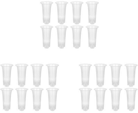 Janasiba 5 24 macetas de flores transparentes de plástico para orquídeas con agujeros, macetas altas para decoración de tienda de flores para el hogar