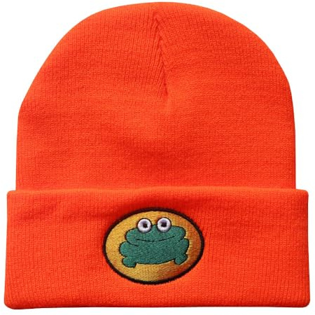 Niedliche Cartoon-TV-Parappa der Rapper-Frosch-Mütze, Unisex, lustige Strickmütze, Strickmützen, Orange/Abendrot im Zickzackmuster (Sunset Chevron), Einheitsgröße
