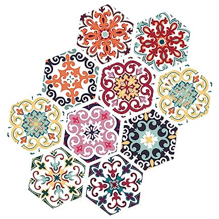 POPETPOP Wasserfeste Selbstklebende Bodenfliesen Aufkleber Pvc Rutschfest Bunt Diagonale Verlegung Für Küche Bad Wohnzimmer Dekoration