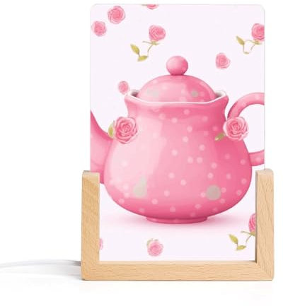 LYHVSFJW Teapot Night Light LED Small Desk Lamp Acrylic Photo Frames Night Lights Decorative Sleep Nightlight USB Bedside Lamp for Living Room Bedrooms Offices