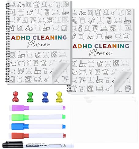 2 Pack Cleaning Planner, Cleaning Schedule and Checklist Organizer, Daily Weekly Monthly Household Cleaning Planner, Chore Chart Notebook for Home, Family Cleaning Tasks, DIY Home Improvement