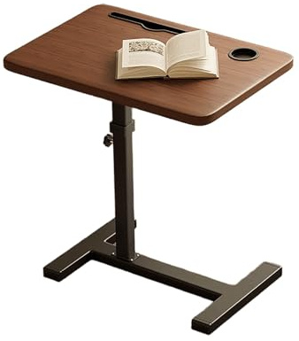 JinZao Beistelltisch C Form Höhenverstellbar Mit Rollen, Beistelltisch Couch Klappbar, Mit Holzpalette Und Metallrahmen, Für Sofas, Betten Und Badewannen(A,B)