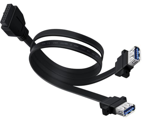 YINGAYOU USB 3.0 Frontplattenkabel Motherboard USB 3 Frontpanel Adapter Typ A Buchse auf Motherboard 19/20 Pin für Desktop Computer (80 cm)