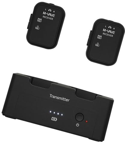 HUANGING 2.4Ghz Wireless Earphone Monitor Rechargeable Transmitter 2 Receivers With Adjustable Button Mute Function