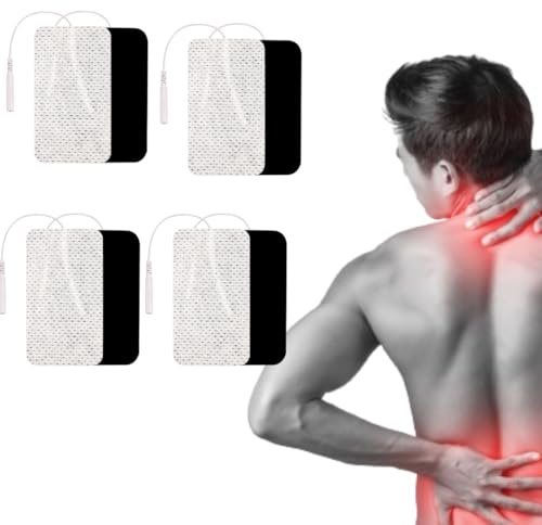 Healthcare World Large Clear TENS Electrode Pads 10x5cm (4-Pack) - Self-Adhesive Muscle Recovery & Electrotherapy Pads for Pain Relief, Compatible with Most TENS Machines