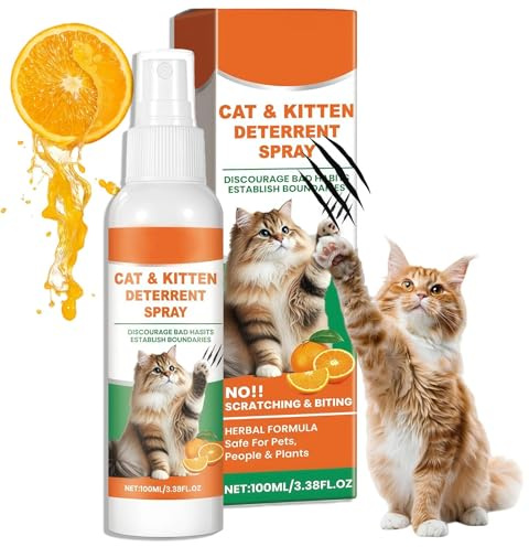 Cat Repellent Natural Anti-Scratch Cat Deterrent Spray, For Indoor & Outdoor Use, Safe & Effective, Protects Furniture, Sofas, Rugs & Restricted Areas, New Formula For Better Behavior Training, 100ml