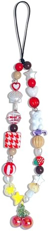 CHarmeFleur Niedlicher Telefonanhänger Handgefertigter Perlenhandy Lanyard Pink Armband Kette Schmuck für