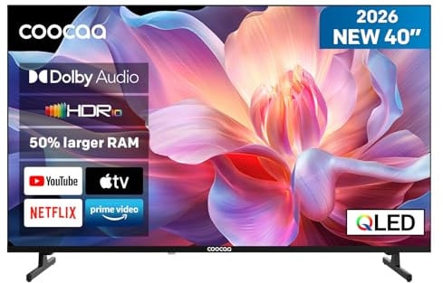 coocaa Smart TV 40 Pulgadas QLED 40CTQH38Z, 1.5GB RAM, Televisor Full HD con Netflix, Prime Video, Youtube, Disney+, Dolby Audio, HDR10, Triple Tuner (DVB-T2/C/S2), HDMI 2.1, Bluetooth, Modelo 2026