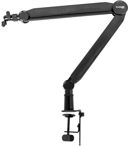 Plugger Studio Flextream Stand Pied Micro de Table articulé, Bras Micro Flexible pour Podcast, Streaming, Voix Off, Home Studio, visio, Bureau, Fixation Pince, adaptateurs Micro et caméra Inclus