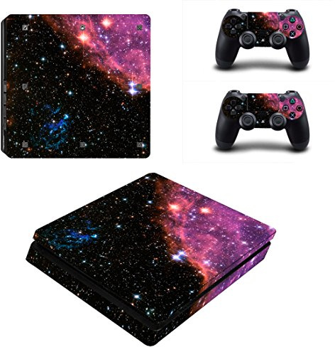 Morbuy PS4 Slim Skin Vinyl Autocollant Decal Sticker pour PlayStation 4 Slim Console + 2 Dualshock Manette Set (Sky Purple)