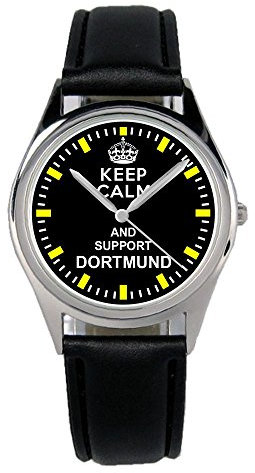 KIESENBERG Armbanduhr Dortmund Geschenk Artikel Idee Fan Damen Herren Unisex Analog Quartz Lederarmband Uhr 36mm Durchmesser B-1293